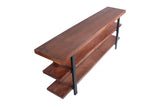 Mango Wood and Iron Console Table With Three Shelves, Brown and Black