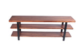 Mango Wood and Iron Console Table With Three Shelves, Brown and Black