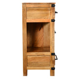 Wooden Cabinet with 2 Spacious Drawers and 2 Open Shelves, Brown and Black