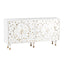 Rustic 4 Door Mango Wood Sideboard with Carved Front, White and Brown