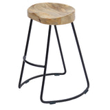 Wooden Saddle Seat Bar stool with Metal Legs, Large, Brown and Black