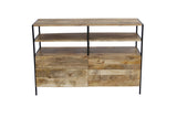 Mango Wood and Metal TV Console Stand With Storage Cabinet, Brown