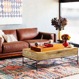 Mango Wood Coffee Table With 2 Drawers, Brown And Black