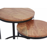 The Urban Port Industrial Style Set Of 2 Round Nesting Tables, Brown And Black