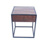 Wooden End Table/Night Stand With One Drawer, Brown & Black