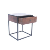 Wooden End Table/Night Stand With One Drawer, Brown & Black