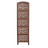 Handmade Fold able 4-Panel Wooden Partition Screen Room Divider, Brown