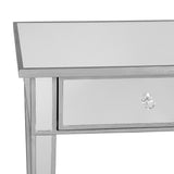 Mirrored Console Table/Vanity Table with 2 Drawers, Silver & Clear