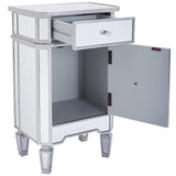 The Urban Port Single Drawer Mirrored Accent Cabinet, Silver & Clear