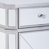 The Urban Port Single Drawer Mirrored Accent Cabinet, Silver & Clear