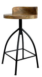 Industrial Style Adjustable Swivel Counter Height Stool With Backrest