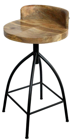 Industrial Style Adjustable Swivel Counter Height Stool With Backrest