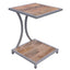 Plank Style Mango Wood End Table with Metal Framing and Open Shelf, Brown and Gray