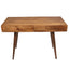 Mango Wood Writing Desk with Two Drawers and Tapered Legs, Brown