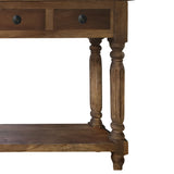 Traditional Wooden Console Table with 4 Drawers and Turned Legs, Brown