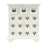 3 Drawer Cottage Style Wooden Cabinet with 2 Door Storage, Antique White and Black