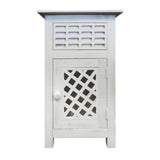 Single Drawer Wooden Side Accent Table with Door Cabinet, Antique White