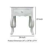 Rustic Wooden Side Accent Table with Cabriole Leg Support, White