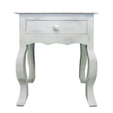 Rustic Wooden Side Accent Table with Cabriole Leg Support, White