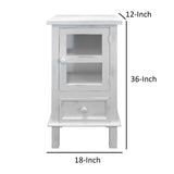 Single Door Wooden Side Accent Table with Drawer Storage, White