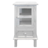 Single Door Wooden Side Accent Table with Drawer Storage, White