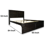 Wooden Queen Bed with Panel Headboard and Grain Details, Rustic Brown