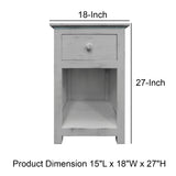 Single Drawer Wooden Side Accent Table with Open Bottom Shelf, White