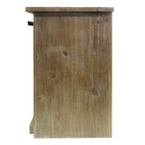 3 Drawer Wooden Accent Chest with Sliding Barn Door Storage, Ash Brown