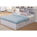 Contemporary Style Wooden Frame Full Size Bed with 3 Drawers, White