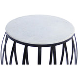 The Urban Port Concave Base Round Marble Top Side/ End Table, White