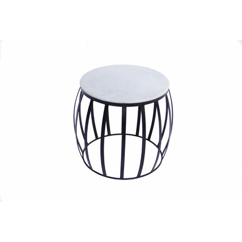 The Urban Port Concave Base Round Marble Top Side/ End Table, White