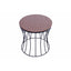The Urban Port Drum Shaped Round Marble Top Side/ End Table, Brown