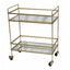 The Urban Port Bar Wine Tea Serving Cart With 2 Tempered Glass Shelves, Gold