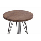 The Urban Port Industrial Style Round Top End Table With Metal Wire Style Legs, Brown And Black