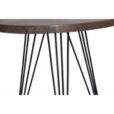 The Urban Port Industrial Style Round Top End Table With Metal Wire Style Legs, Brown And Black