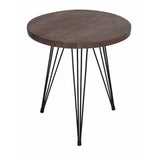 The Urban Port Industrial Style Round Top End Table With Metal Wire Style Legs, Brown And Black