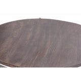 The Urban Port Wooden Round Top Table With 3-Leg Metal Stand, Natural Wood Brown