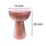 Hammered Textured Iron Stool with Pedestal Base , Copper