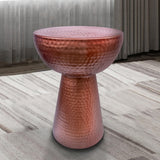 Hammered Textured Iron Stool with Pedestal Base , Copper