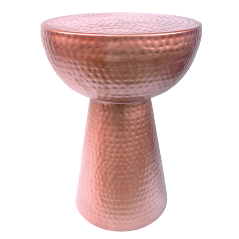 Hammered Textured Iron Stool with Pedestal Base , Copper