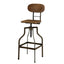 Industrial Style Wooden Swivel Bar Stool With Black Metal Base, Brown