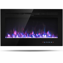 36 " Electric Wall Mounted Fireplace with Multicolor Flame