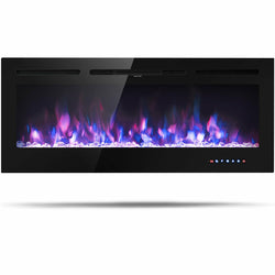 50 " Electric Fireplace Recessed Wall Mounted with Multicolor Flame