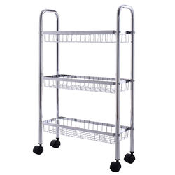 3-Tiers Metal Storage Rack Baskets Shelf