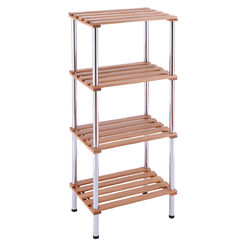 4-Tier Wood Slat Storage Rack Display Shelving