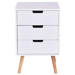 White Wood Side End Table Nightstand