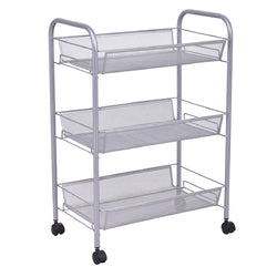 Black/Gray 3 Tier Storage Rack Trolley Cart