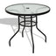 "32"" Patio Tempered Glass Steel Frame Round Table"