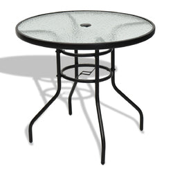 "32"" Patio Tempered Glass Steel Frame Round Table"