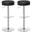 Set of 2 Adjustable Round PU Seat Swivel Bar Stool